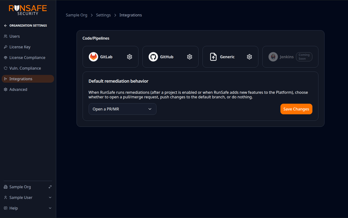 Integrations: code providers and default remediation behavior
